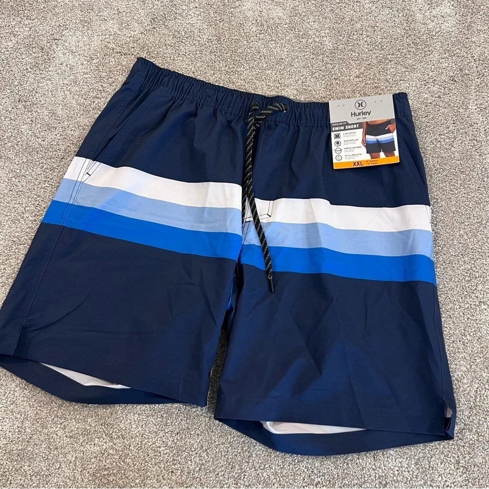 Hurley Swim Short Trunks Fit Men’s Size XXL 7.5” Blue 1656659 NWT Beach Swim,